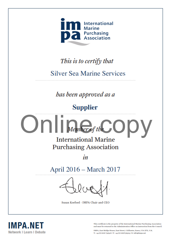 IMPA Certificate 2016